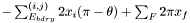 $- \sum_{E_{bdry}}^{(i,j)} 2 x_i (\pi-\theta) + \sum_{F}2\pi x_f$